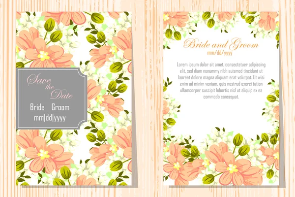 Tarjetas de invitación de boda — Vector de stock