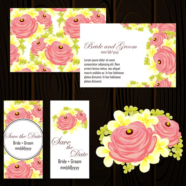 Conjunto de tarjetas de invitación — Vector de stock