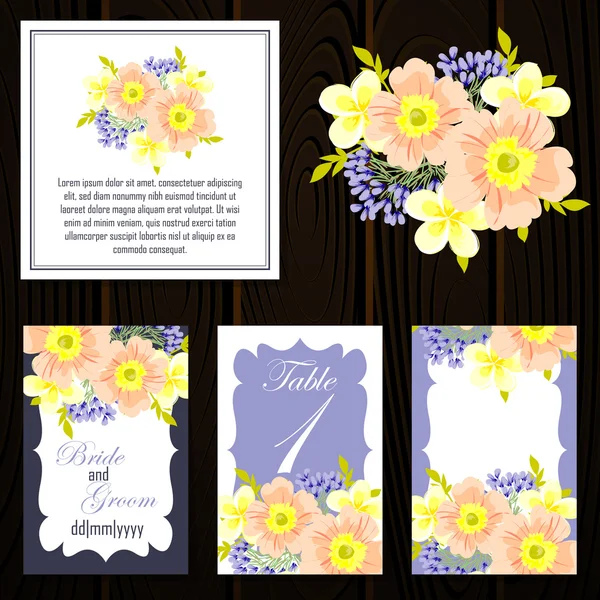 Tarjetas de invitación de boda — Vector de stock