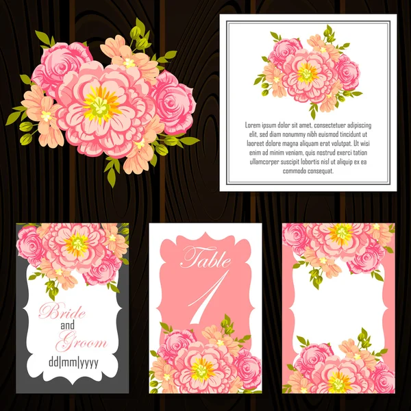 Cartes d'invitation de mariage — Image vectorielle