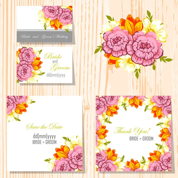 Cartes d'invitation de mariage — Image vectorielle