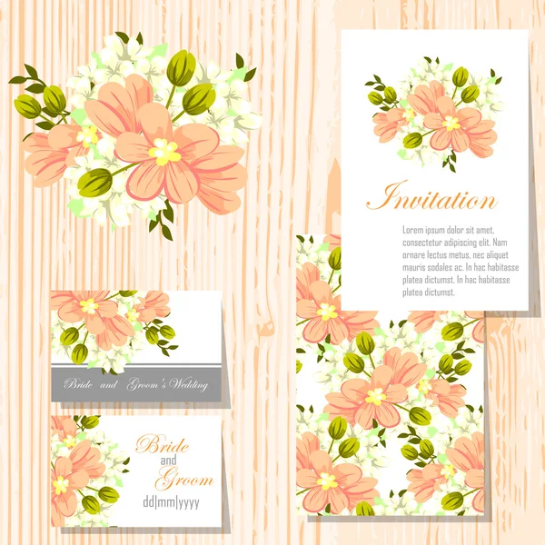 Tarjetas de invitación de boda — Vector de stock