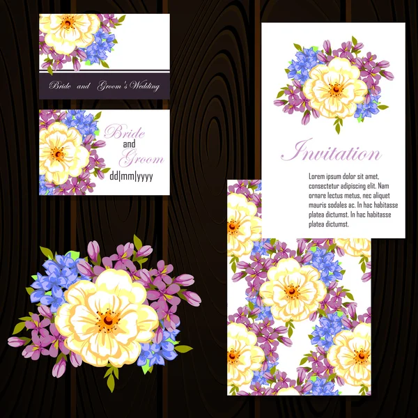 Tarjetas de invitación de boda — Vector de stock