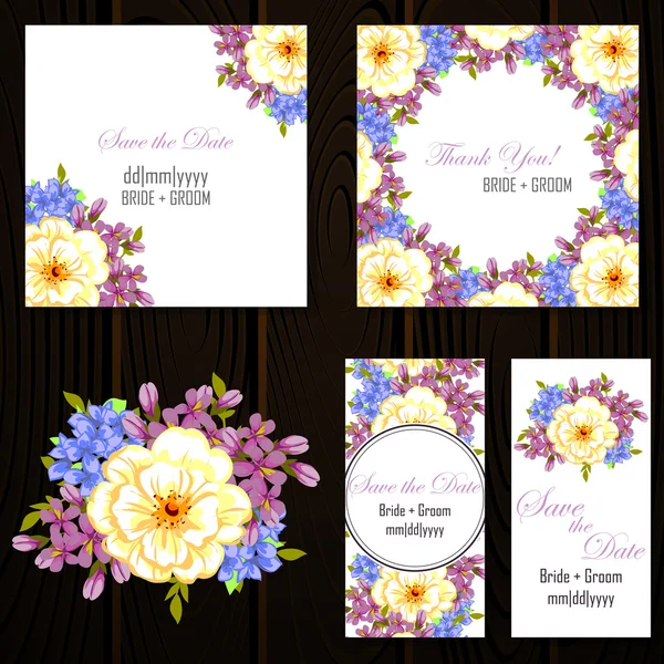 Conjunto de tarjetas de invitación — Vector de stock