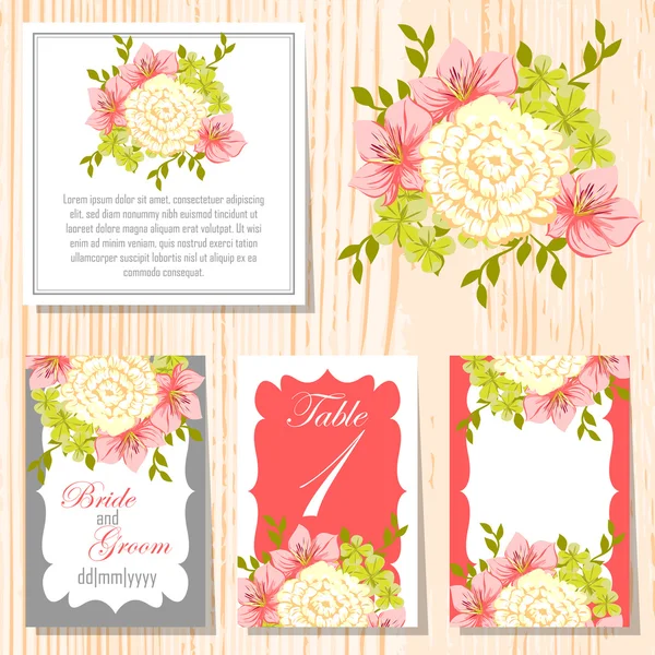 Cartes d'invitation de mariage — Image vectorielle