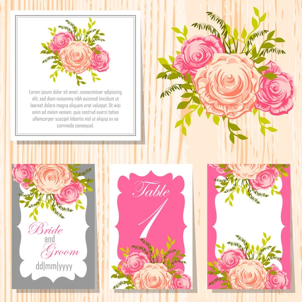 Cartes d'invitation de mariage — Image vectorielle