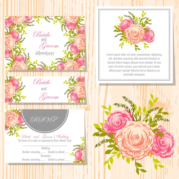 Cartes d'invitation de mariage — Image vectorielle