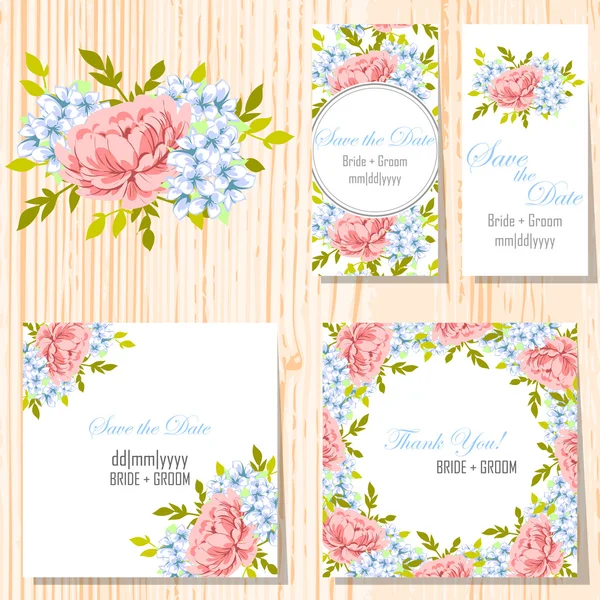 Tarjetas de invitación de boda — Vector de stock