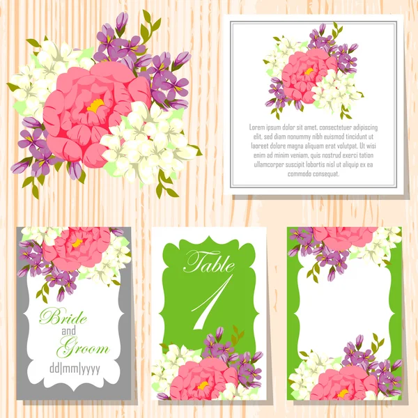 Cartes d'invitation de mariage — Image vectorielle