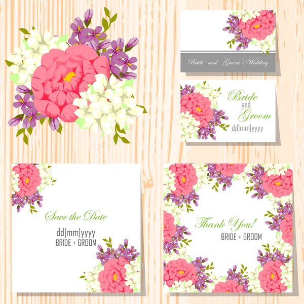 Tarjetas de invitación de boda — Vector de stock