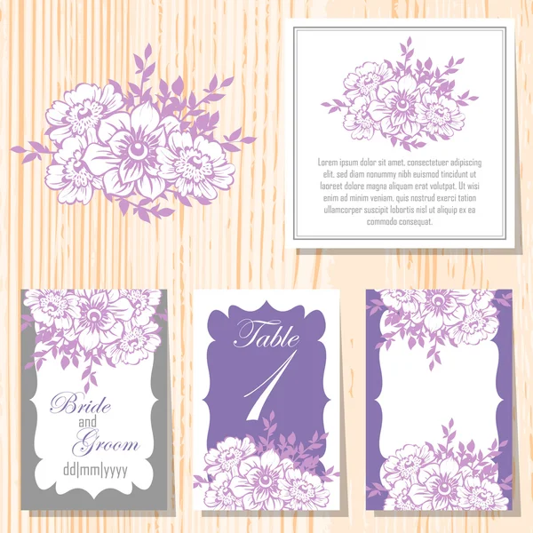 Cartes d'invitation de mariage — Image vectorielle