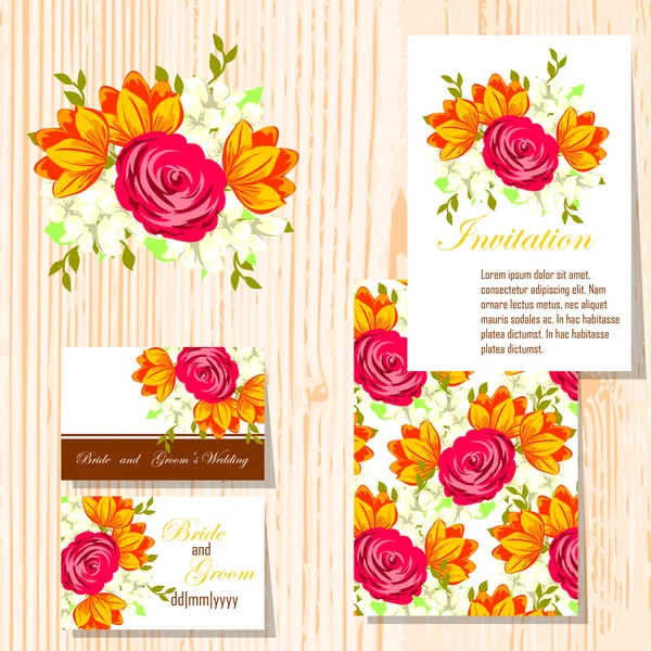 Tarjetas de invitación de boda — Vector de stock