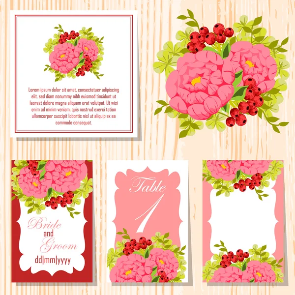 Cartes d'invitation de mariage — Image vectorielle