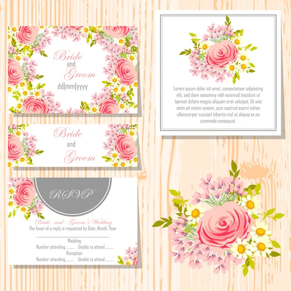 Cartes d'invitation de mariage — Image vectorielle