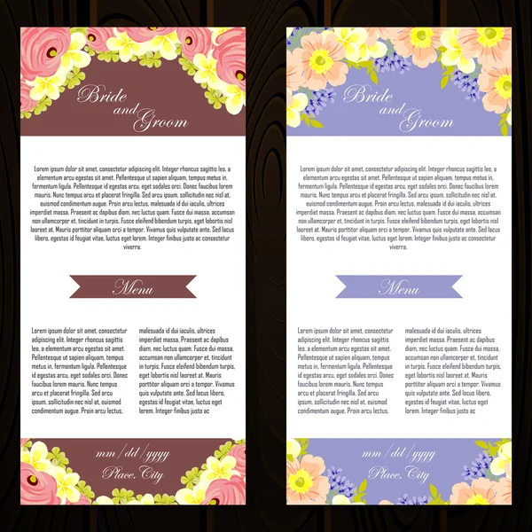 Cartes d'invitation de mariage — Image vectorielle