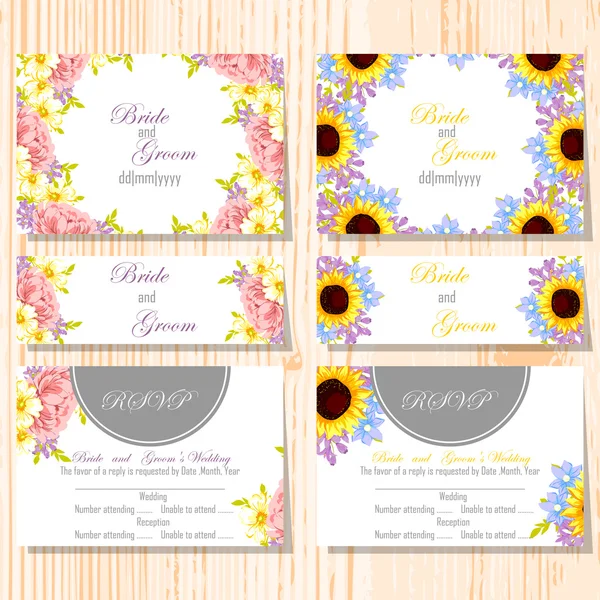 Conjunto de tarjetas de invitación — Vector de stock