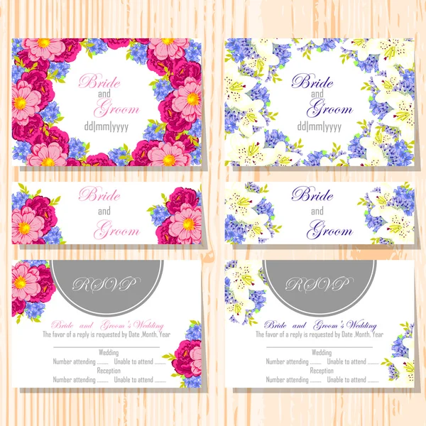 Conjunto de tarjetas de invitación — Vector de stock