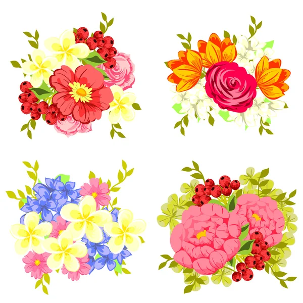 Conjunto de flores diferentes — Archivo Imágenes Vectoriales