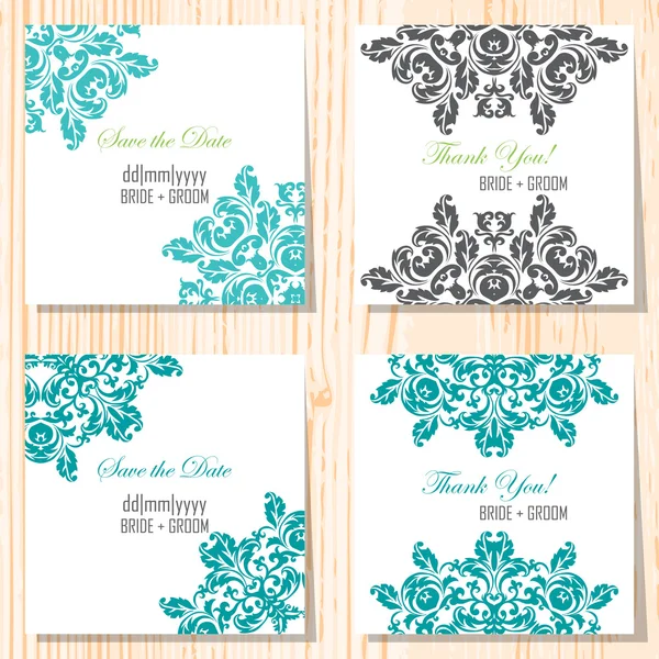 Tarjetas de invitación de boda — Vector de stock