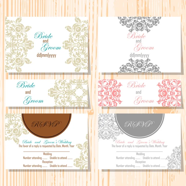 Cartes d'invitation de mariage — Image vectorielle