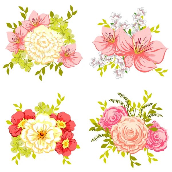 Set von verschiedenen Blumen — Stockvektor