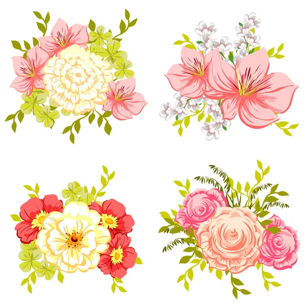 Set of different flowers — Stock Vector