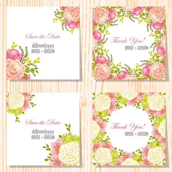 Cartes d'invitation de mariage — Image vectorielle