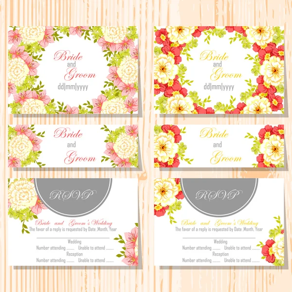 Conjunto de tarjetas de invitación — Vector de stock