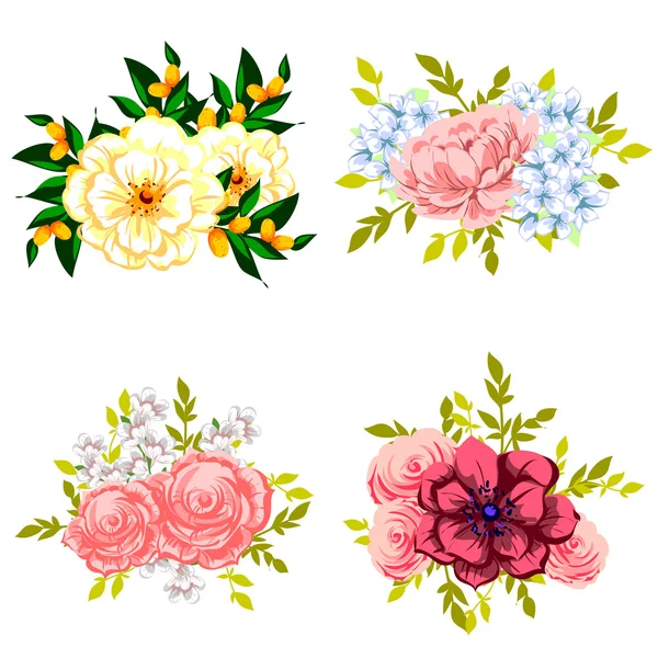 Ensemble de fleurs différentes — Image vectorielle