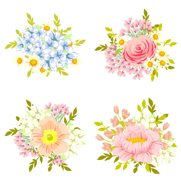 Ensemble de fleurs différentes — Image vectorielle