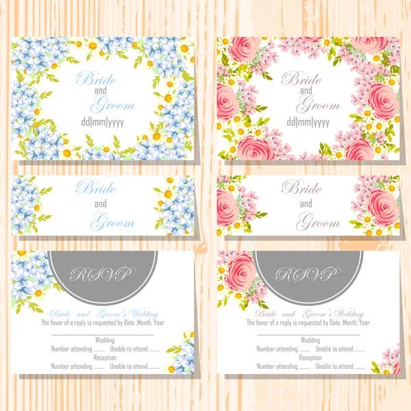 Cartes d'invitation de mariage — Image vectorielle