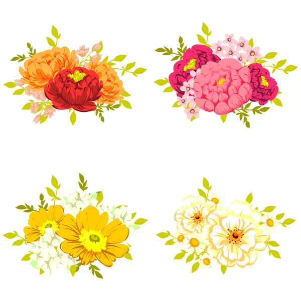 Zestaw różnych kwiatów — Wektor stockowy