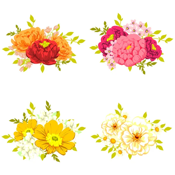 Ensemble de fleurs différentes — Image vectorielle