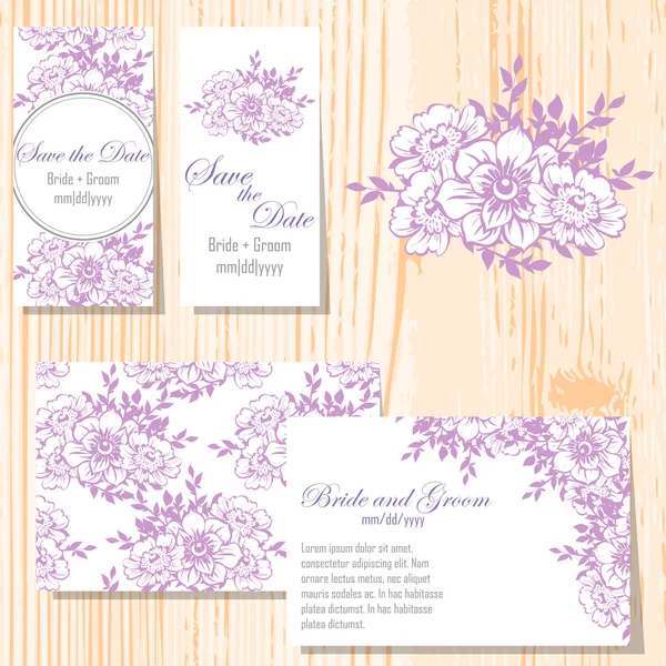 Cartes d'invitation de mariage — Image vectorielle