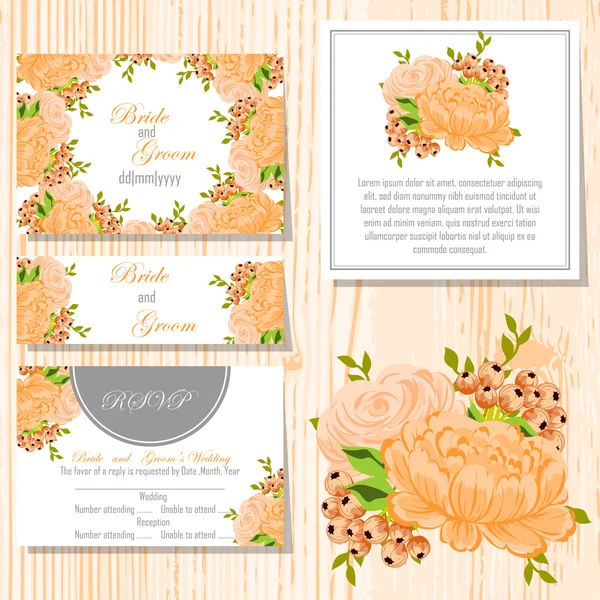 Cartes d'invitation de mariage — Image vectorielle