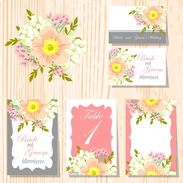 Cartes d'invitation de mariage — Image vectorielle