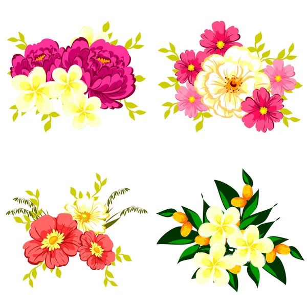 Ensemble de fleurs différentes — Image vectorielle