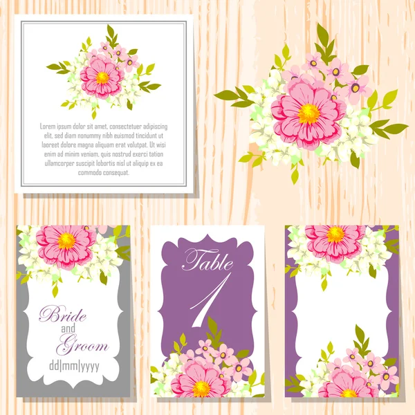 Tarjetas de invitación de boda — Vector de stock