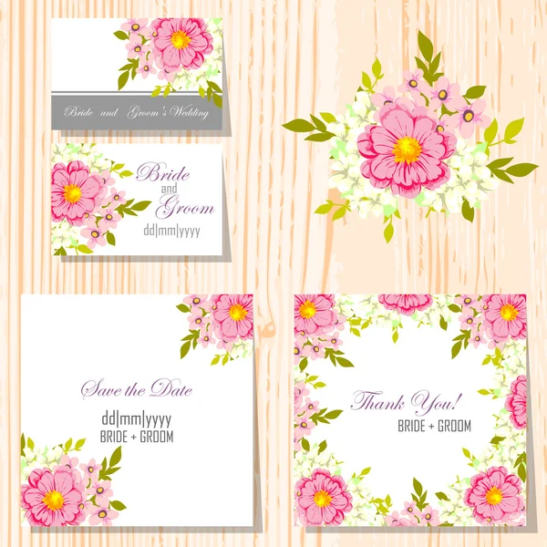 Tarjetas de invitación de boda — Vector de stock