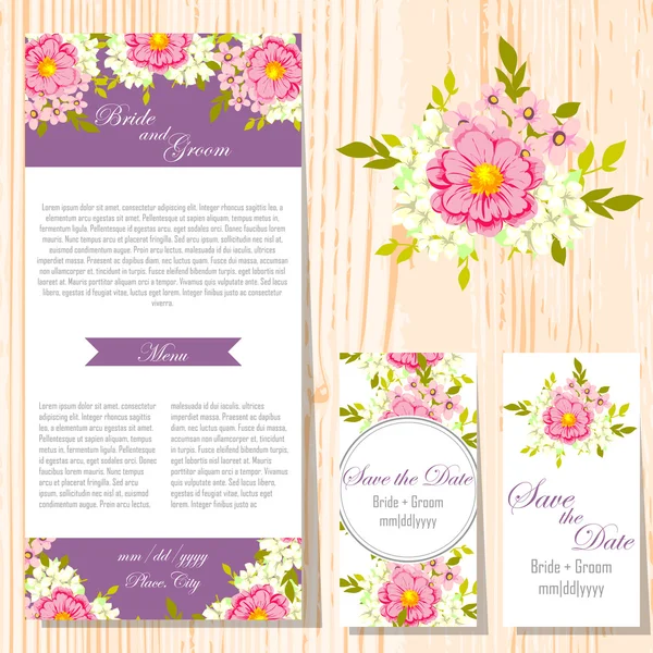 Cartes d'invitation de mariage — Image vectorielle