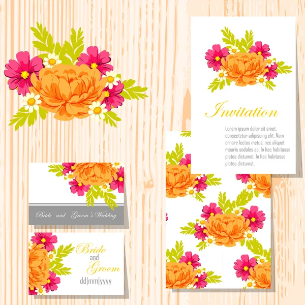 Cartes d'invitation de mariage — Image vectorielle