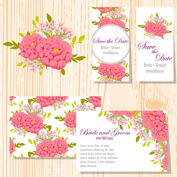 Tarjetas de invitación de boda — Vector de stock