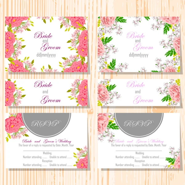 Tarjetas de invitación de boda — Vector de stock