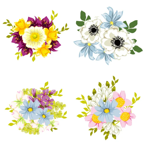 Conjunto de flores diferentes — Vector de stock