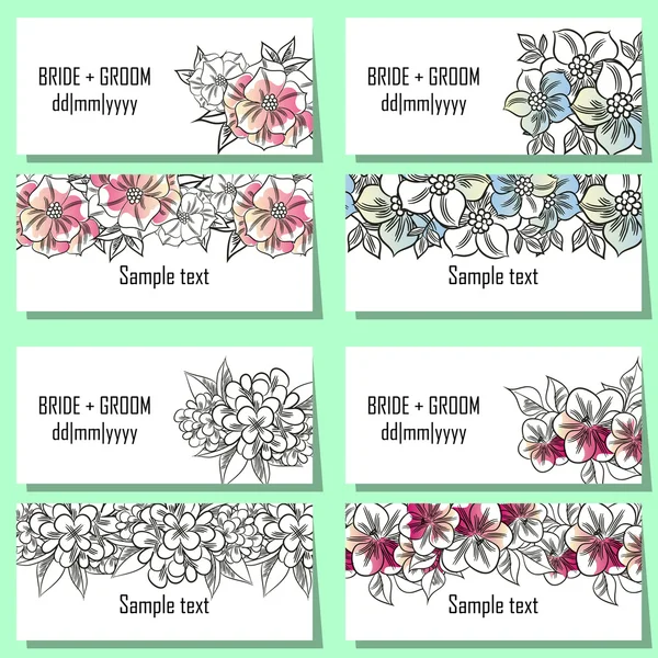 Set floral uitnodigingen — Stockvector