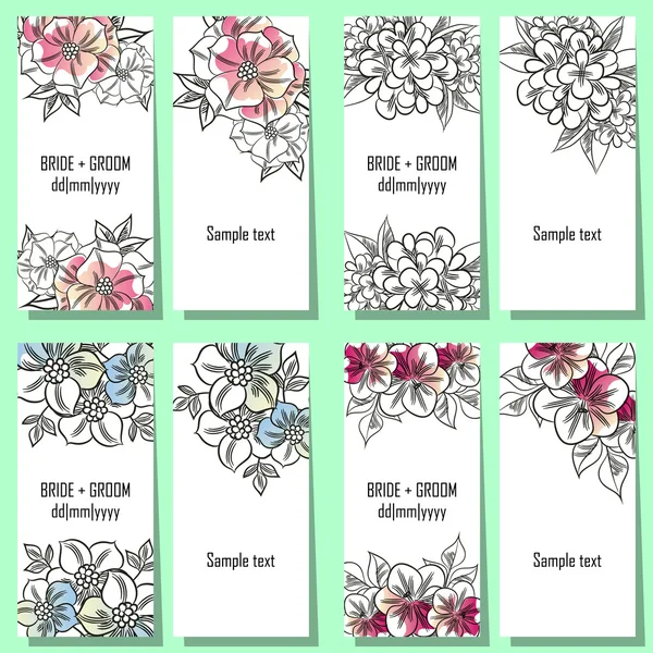 Set floral uitnodigingen — Stockvector