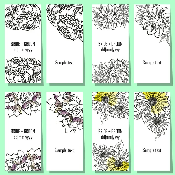 Set of floral invitations — Stock Vector