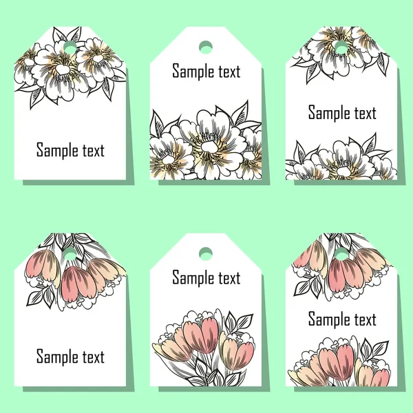 Set floral etiketten — Stockvector