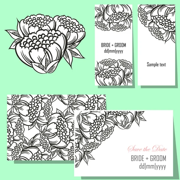 Cartes d'invitation de mariage — Image vectorielle