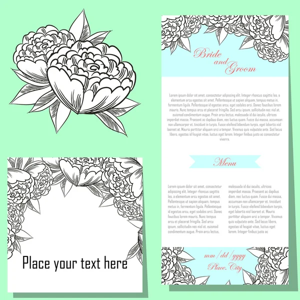 Tarjetas de invitación de boda — Vector de stock